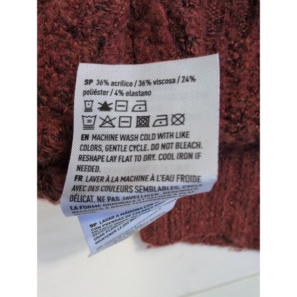 American Eagle Sweater Women’s Small Maroon Textured Knit Long Sleeve Pullover - Picture 10 of 11
